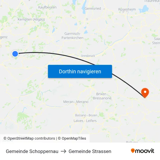 Gemeinde Schoppernau to Gemeinde Strassen map