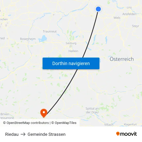 Riedau to Gemeinde Strassen map