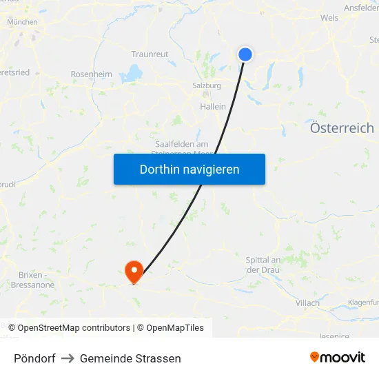 Pöndorf to Gemeinde Strassen map