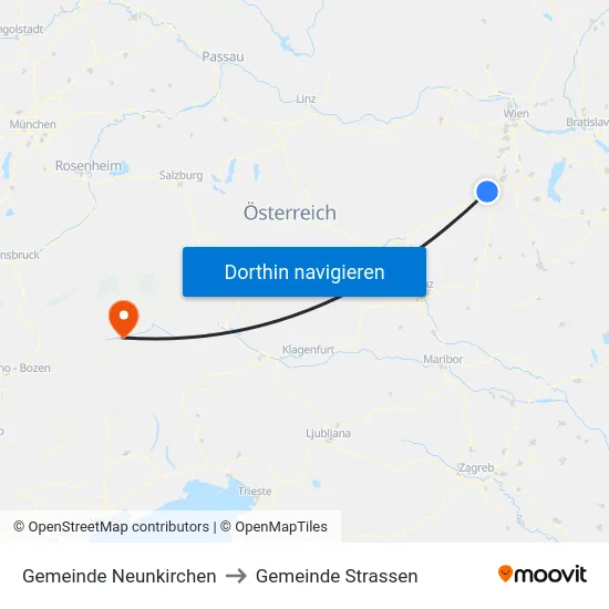 Gemeinde Neunkirchen to Gemeinde Strassen map