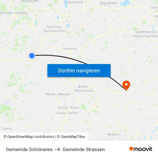Gemeinde Schönwies to Gemeinde Strassen map