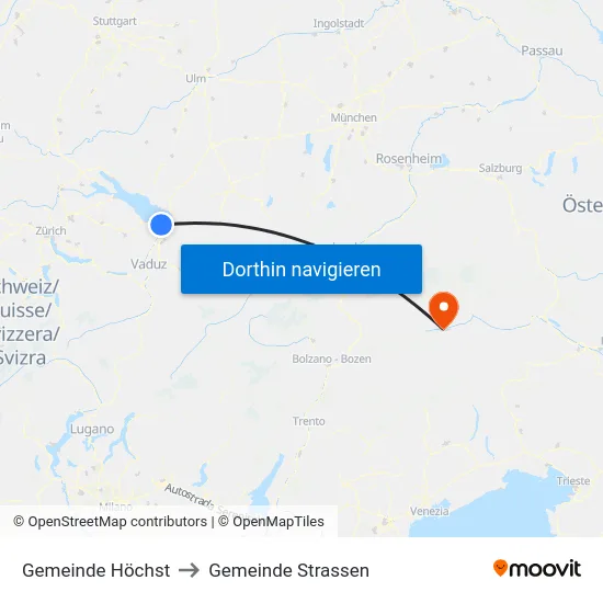 Gemeinde Höchst to Gemeinde Strassen map