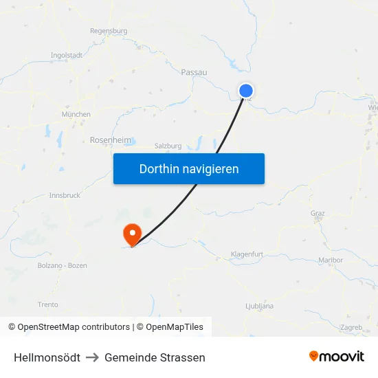 Hellmonsödt to Gemeinde Strassen map