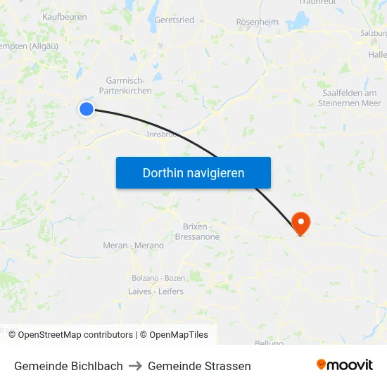 Gemeinde Bichlbach to Gemeinde Strassen map