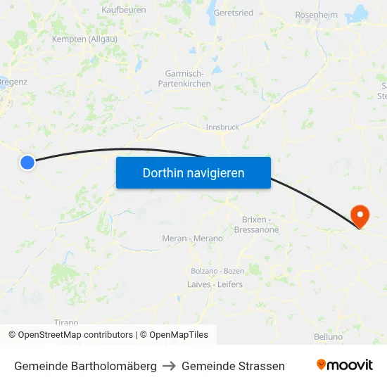 Gemeinde Bartholomäberg to Gemeinde Strassen map