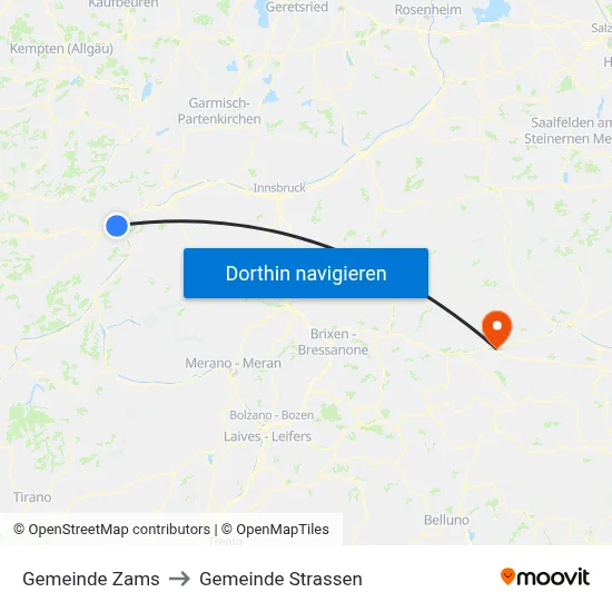 Gemeinde Zams to Gemeinde Strassen map