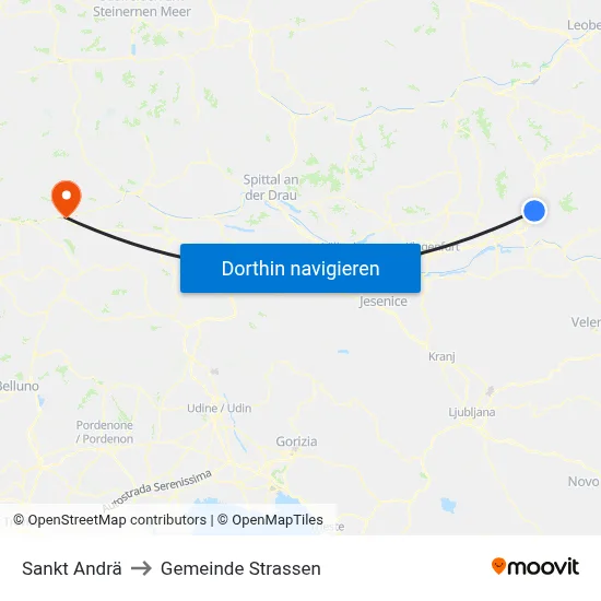 Sankt Andrä to Gemeinde Strassen map
