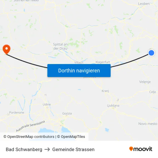 Bad Schwanberg to Gemeinde Strassen map