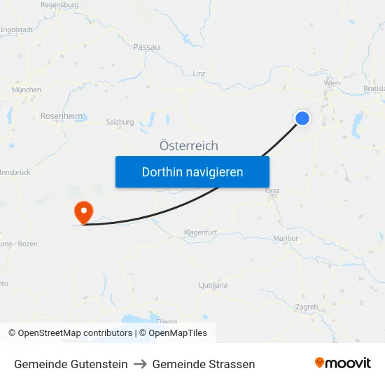 Gemeinde Gutenstein to Gemeinde Strassen map