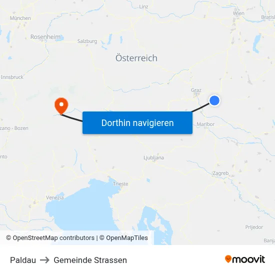 Paldau to Gemeinde Strassen map