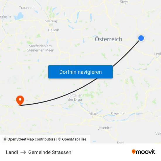 Landl to Gemeinde Strassen map