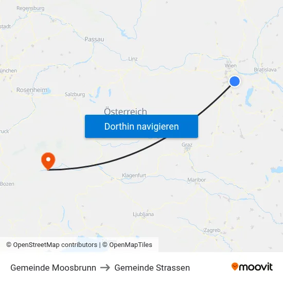 Gemeinde Moosbrunn to Gemeinde Strassen map