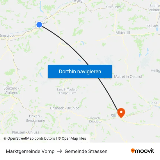 Marktgemeinde Vomp to Gemeinde Strassen map