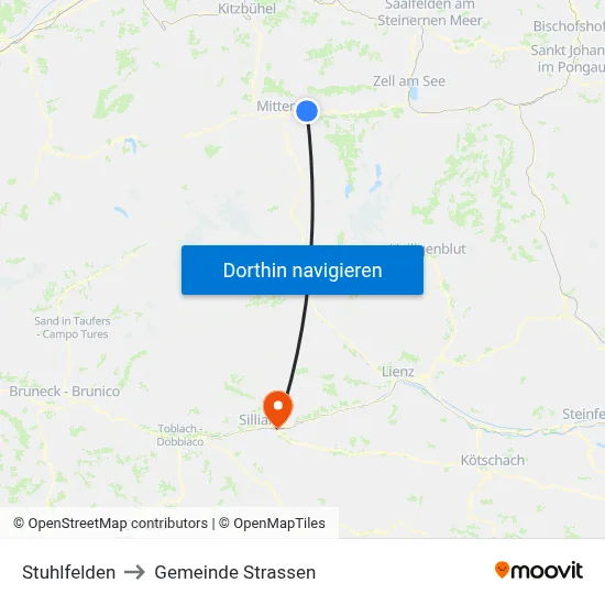 Stuhlfelden to Gemeinde Strassen map