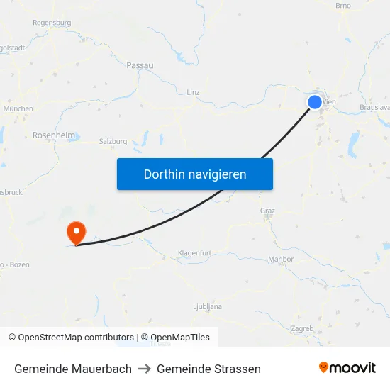 Gemeinde Mauerbach to Gemeinde Strassen map