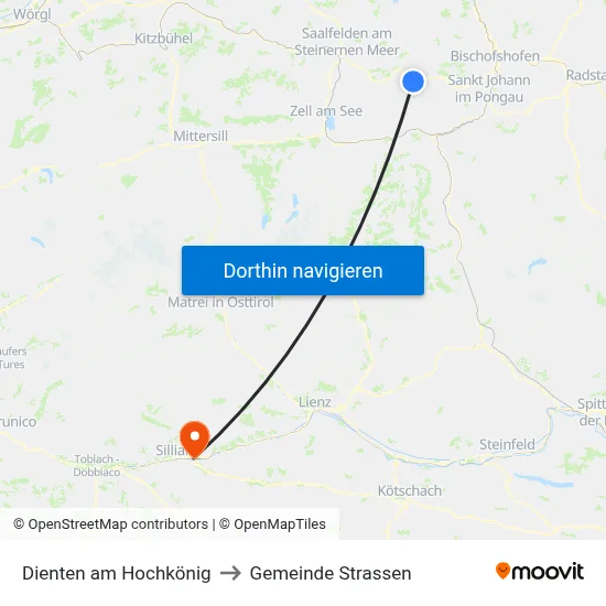 Dienten am Hochkönig to Gemeinde Strassen map