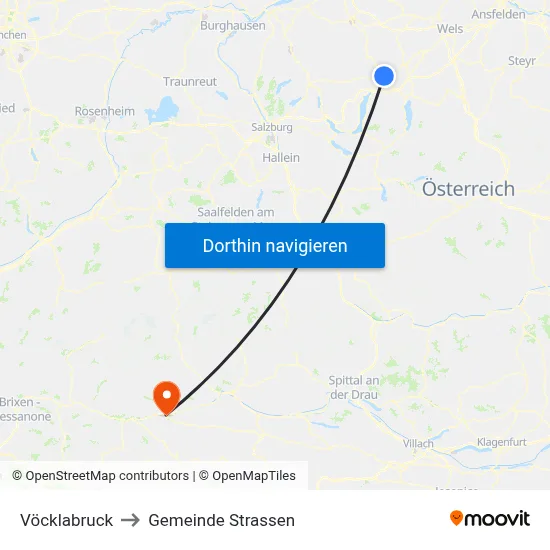 Vöcklabruck to Gemeinde Strassen map