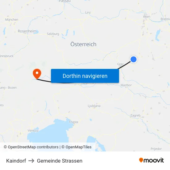 Kaindorf to Gemeinde Strassen map