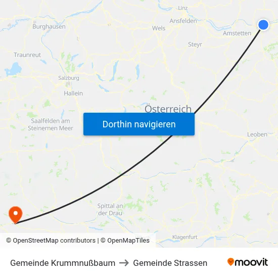 Gemeinde Krummnußbaum to Gemeinde Strassen map