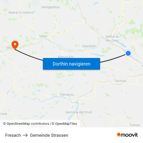 Fresach to Gemeinde Strassen map
