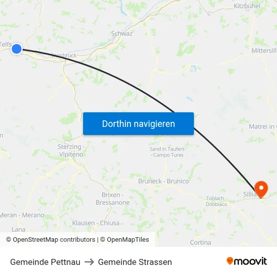 Gemeinde Pettnau to Gemeinde Strassen map
