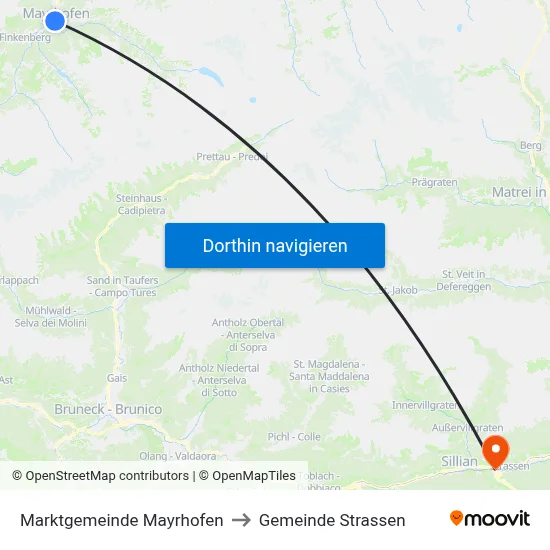 Marktgemeinde Mayrhofen to Gemeinde Strassen map