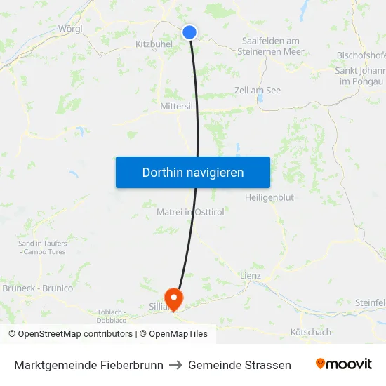 Marktgemeinde Fieberbrunn to Gemeinde Strassen map