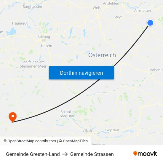 Gemeinde Gresten-Land to Gemeinde Strassen map