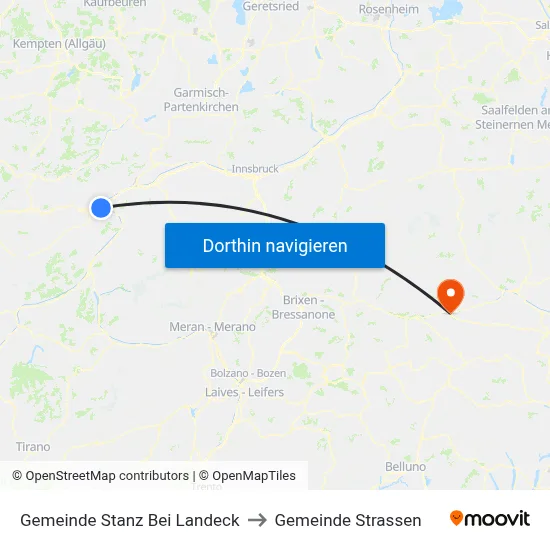 Gemeinde Stanz Bei Landeck to Gemeinde Strassen map
