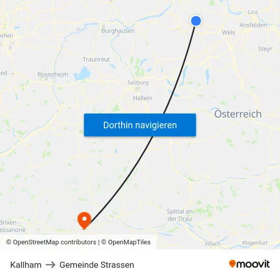 Kallham to Gemeinde Strassen map