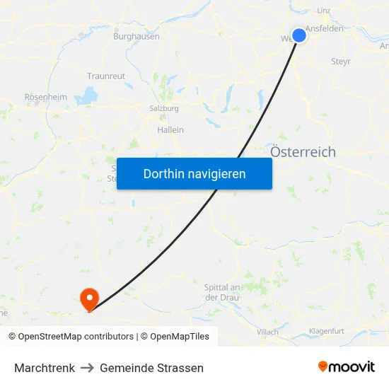 Marchtrenk to Gemeinde Strassen map