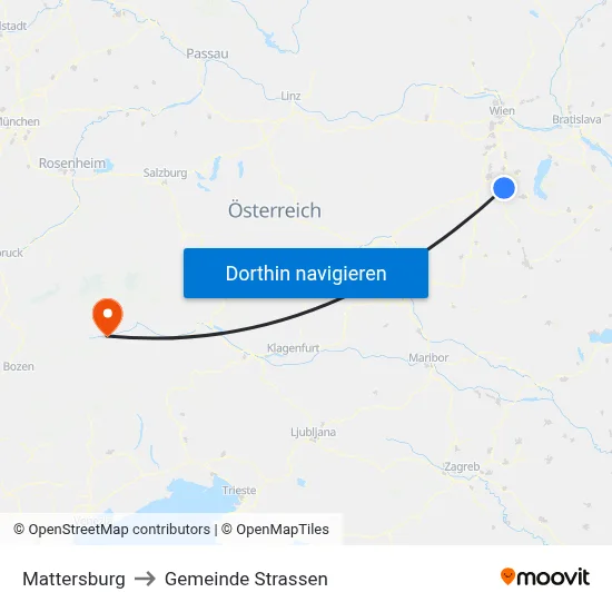 Mattersburg to Gemeinde Strassen map