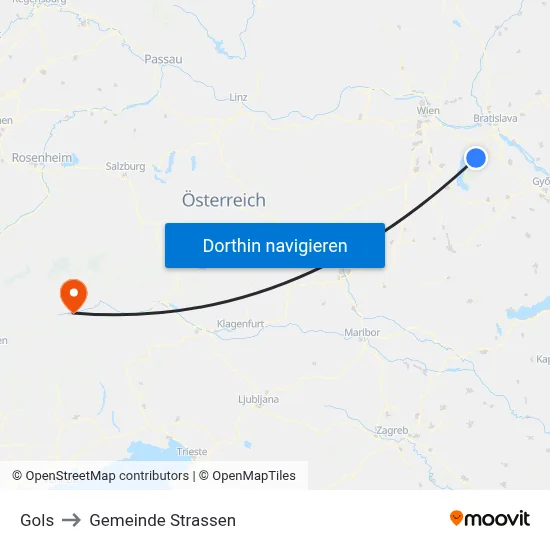 Gols to Gemeinde Strassen map