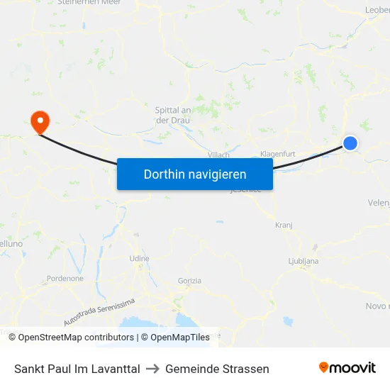 Sankt Paul Im Lavanttal to Gemeinde Strassen map