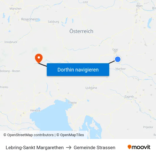 Lebring-Sankt Margarethen to Gemeinde Strassen map