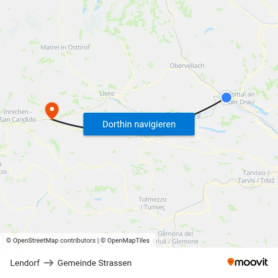 Lendorf to Gemeinde Strassen map