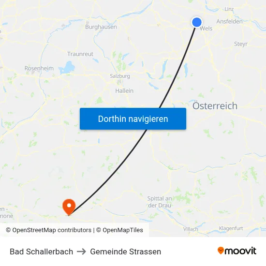 Bad Schallerbach to Gemeinde Strassen map