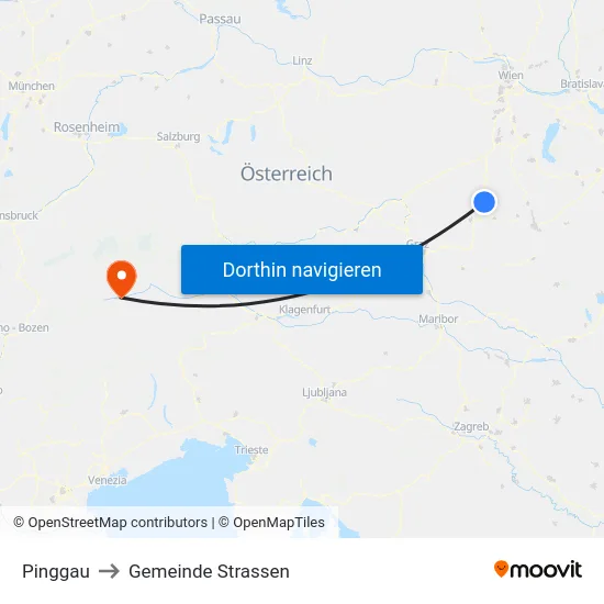Pinggau to Gemeinde Strassen map