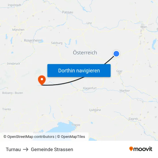 Turnau to Gemeinde Strassen map