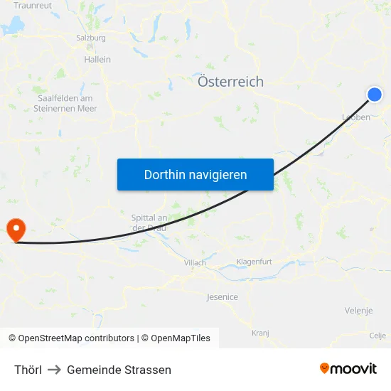 Thörl to Gemeinde Strassen map