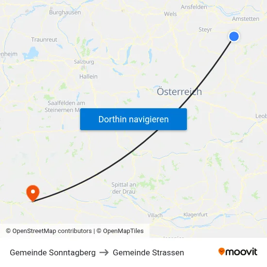 Gemeinde Sonntagberg to Gemeinde Strassen map