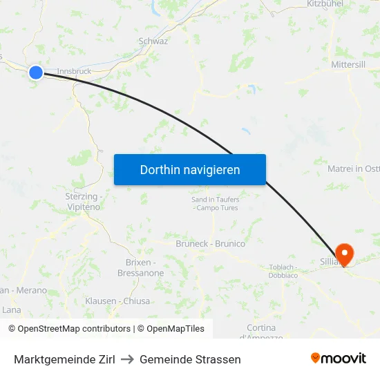 Marktgemeinde Zirl to Gemeinde Strassen map