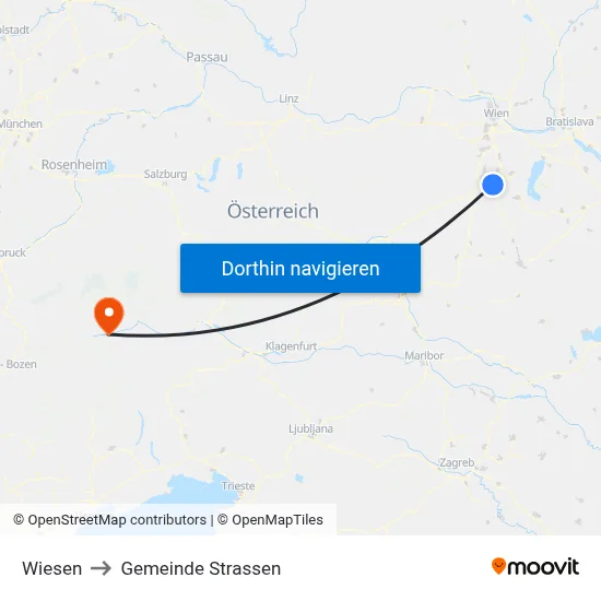 Wiesen to Gemeinde Strassen map