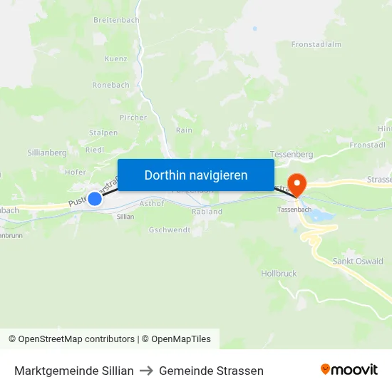 Marktgemeinde Sillian to Gemeinde Strassen map