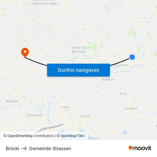 Brückl to Gemeinde Strassen map