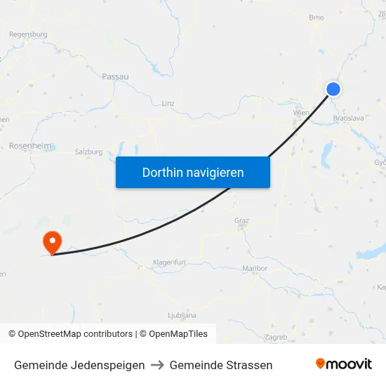 Gemeinde Jedenspeigen to Gemeinde Strassen map