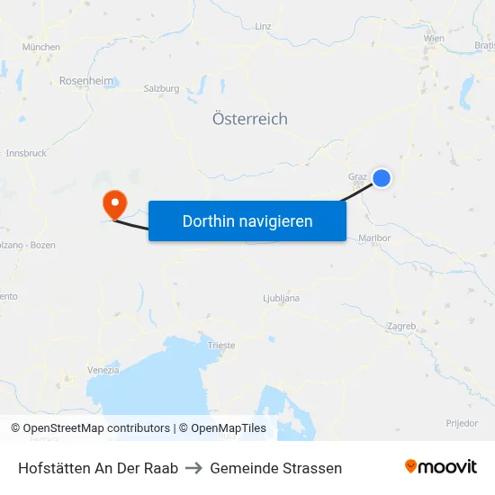 Hofstätten An Der Raab to Gemeinde Strassen map