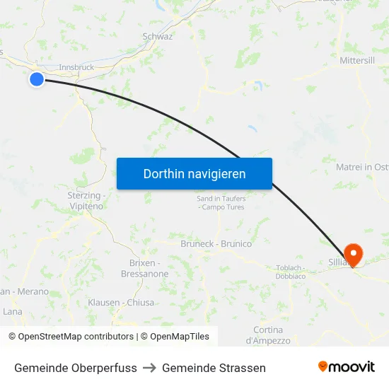 Gemeinde Oberperfuss to Gemeinde Strassen map