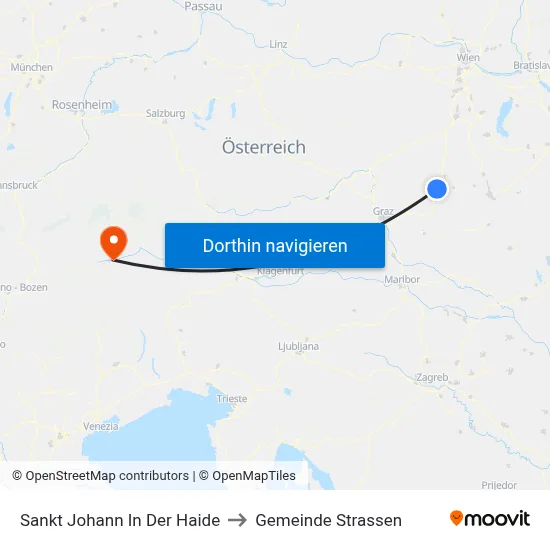 Sankt Johann In Der Haide to Gemeinde Strassen map