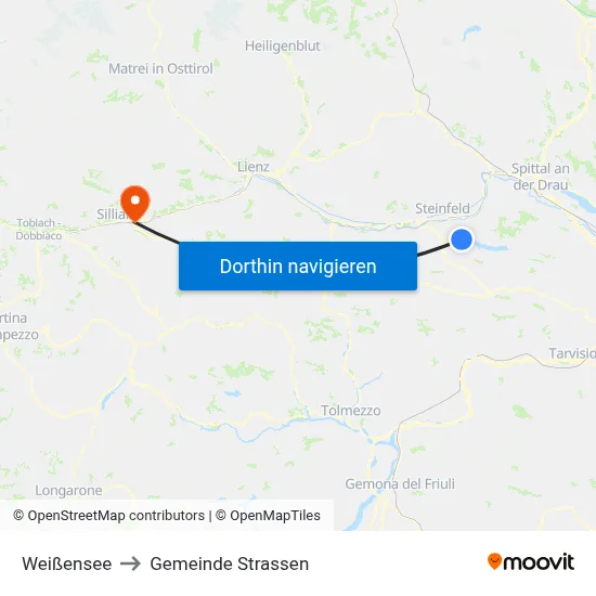 Weißensee to Gemeinde Strassen map